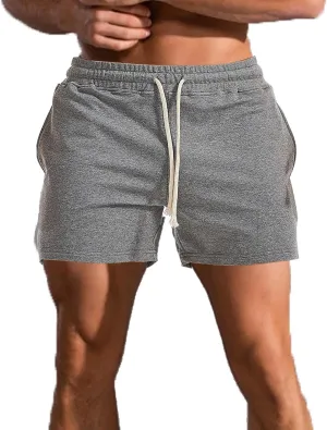 Mens 5.5 Inch Sweat Shorts Mens Athletic Gym Shorts 5 Inch Inseam Cotton Shorts for Men Gym Shorts with Pockets
