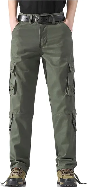 Men's Cargo Pants Classic Fit Pants Cotton Mens Work Pants Casual Elastic Waist Men Hiking Pants 6 Pcckets