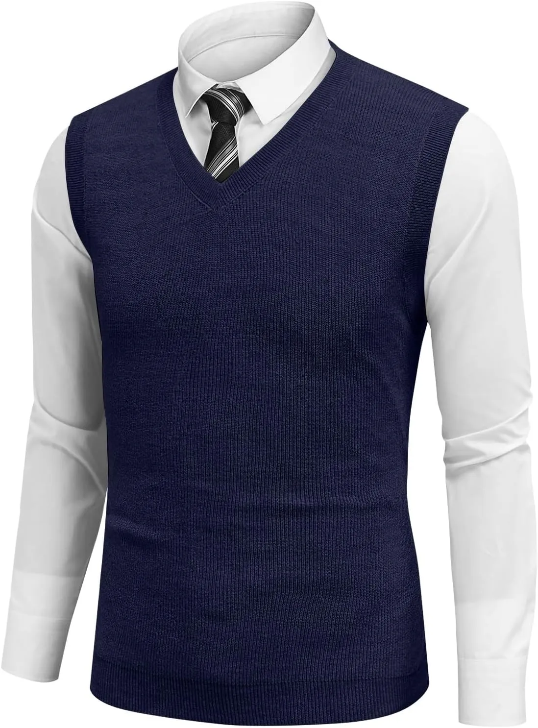 Mens Vest Relaxed Fit 2025 Lightweight Pullover Knitted V Neck Sleeveless Tops Business Work Solid Vest Sweater