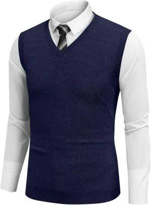 Mens Vest Relaxed Fit 2025 Lightweight Pullover Knitted V Neck Sleeveless Tops Business Work Solid Vest Sweater