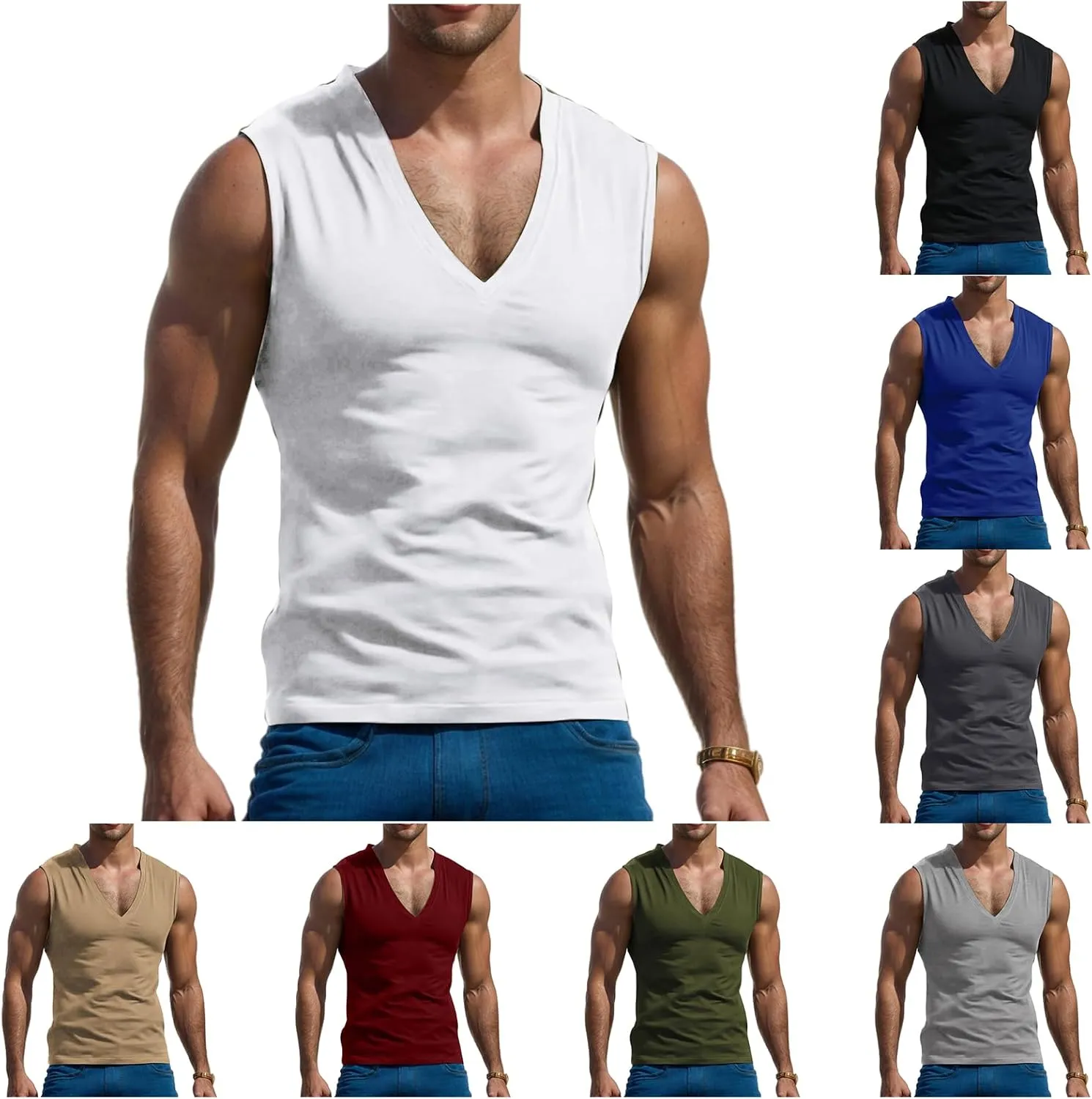 Mens Workout Tank Tops Sleeveless V Neck Undershirt Breathable Athletic Tops Tactical Shirt Muscle T Shirts Casual