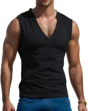 Mens Workout Tank Tops Sleeveless V Neck Undershirt Breathable Athletic Tops Tactical Shirt Muscle T Shirts Casual