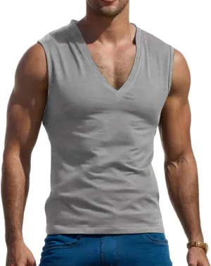 Mens Workout Tank Tops Sleeveless V Neck Undershirt Breathable Athletic Tops Tactical Shirt Muscle T Shirts Casual