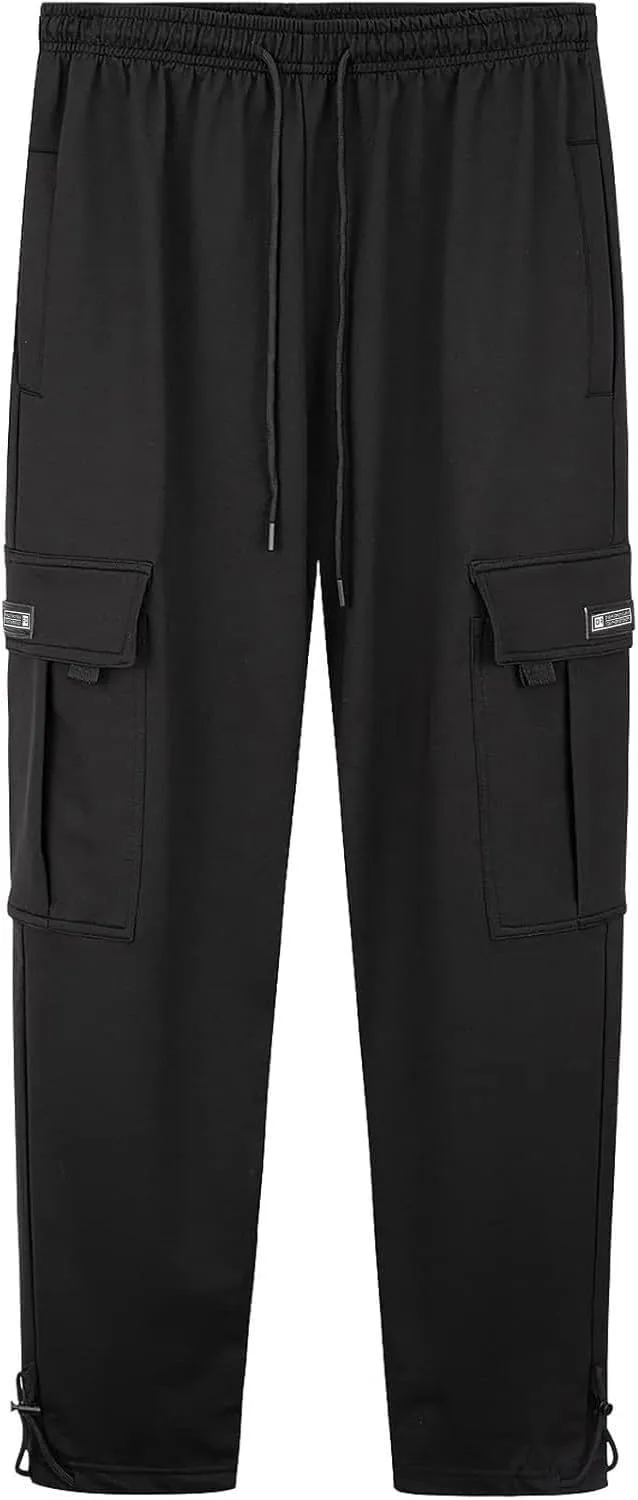 midelxp Baggy Cargo Pants Men Casual Drawstring Open Bottom Sweatpants Lightweight Loose Fit Athletic Pants with Pockets