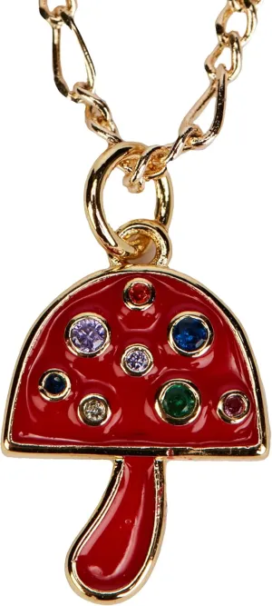 Mushroom Pendant Necklace Gold Plated with Charms