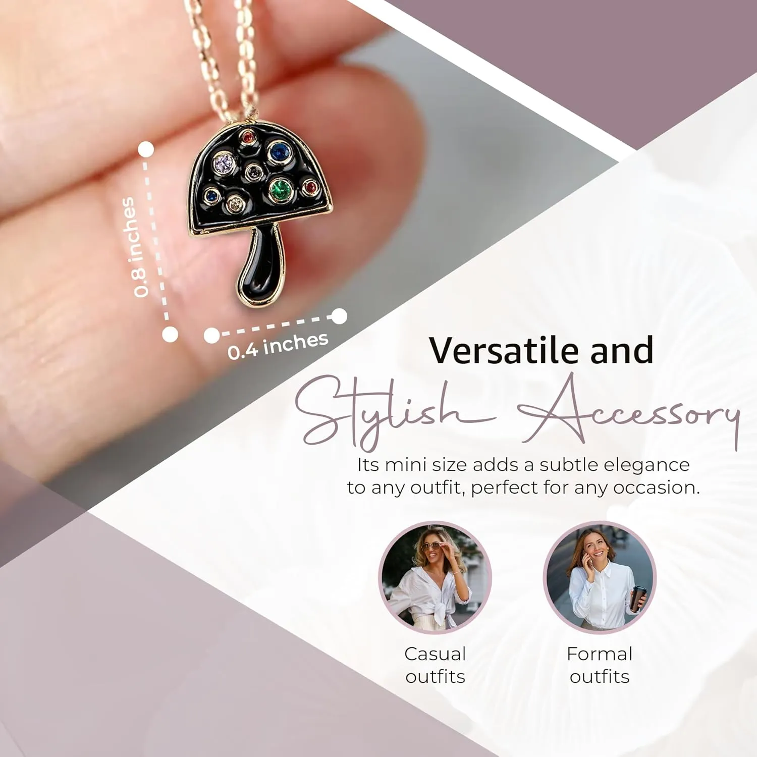 Mushroom Pendant Necklace Gold Plated with Charms