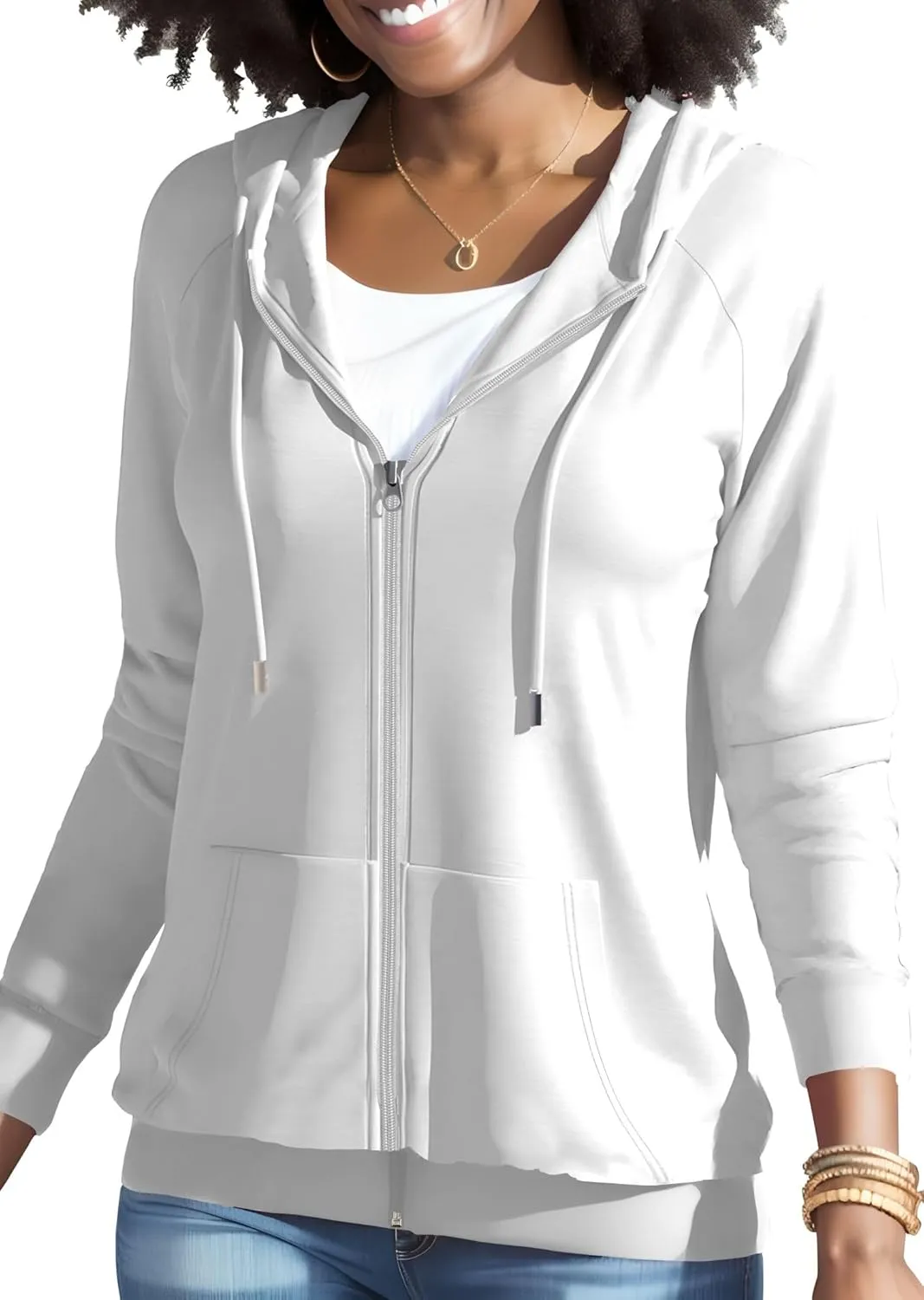 Nimsruc Zip Up Hoodies For Women Long Sleeve Casual