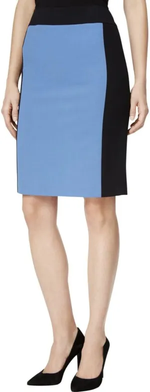 Nine West Womens Colorblock Slit Back Pencil Skirt