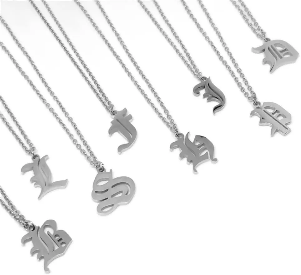Old English Initial Alphabet Letter Necklace