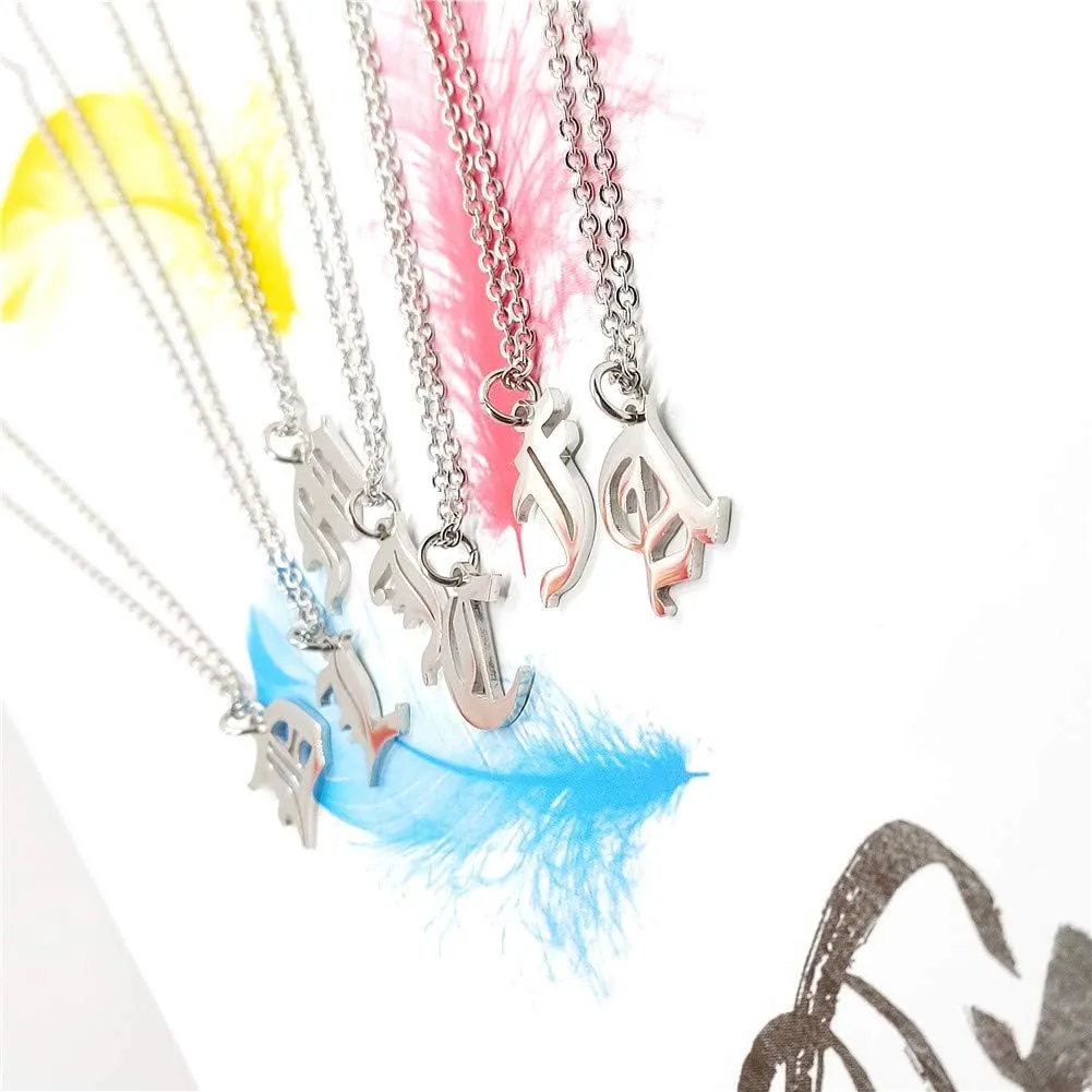 Old English Initial Alphabet Letter Necklace