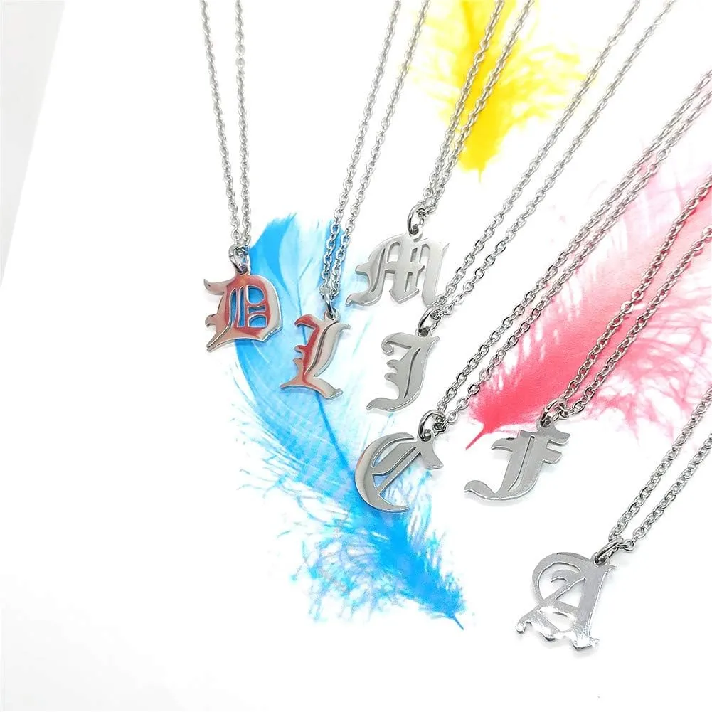 Old English Initial Alphabet Letter Necklace