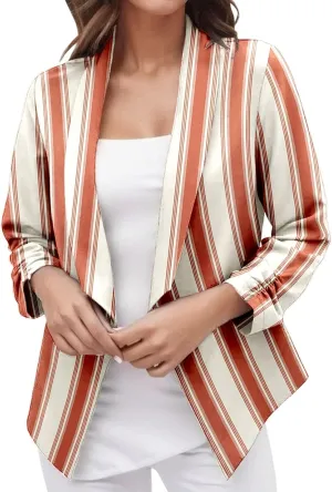 PeQAQ Casual Blazer Jacket Women Trendy Long Sleeve Open Front Work Office Blazers 2023 Lapel Button Business Jacket Coats