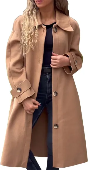Petite Trench Coat Casual Fuzzy Jacket Loose Fitting Warm Winter Outwear Fashion Lapel Jacket Coats Overcoat for