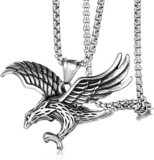 Punk Rock Eagle Necklace Stainless Steel Animal Pendant Necklace