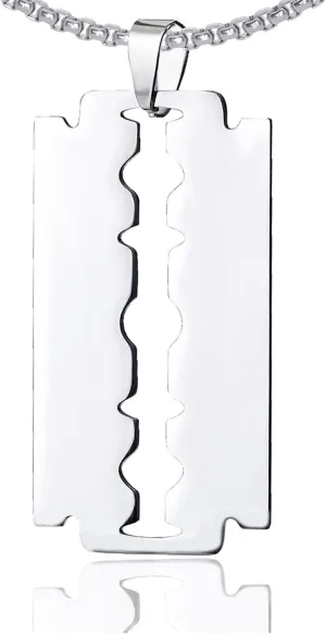 Punk Stainless Steel Razor Blade Pendant Necklace