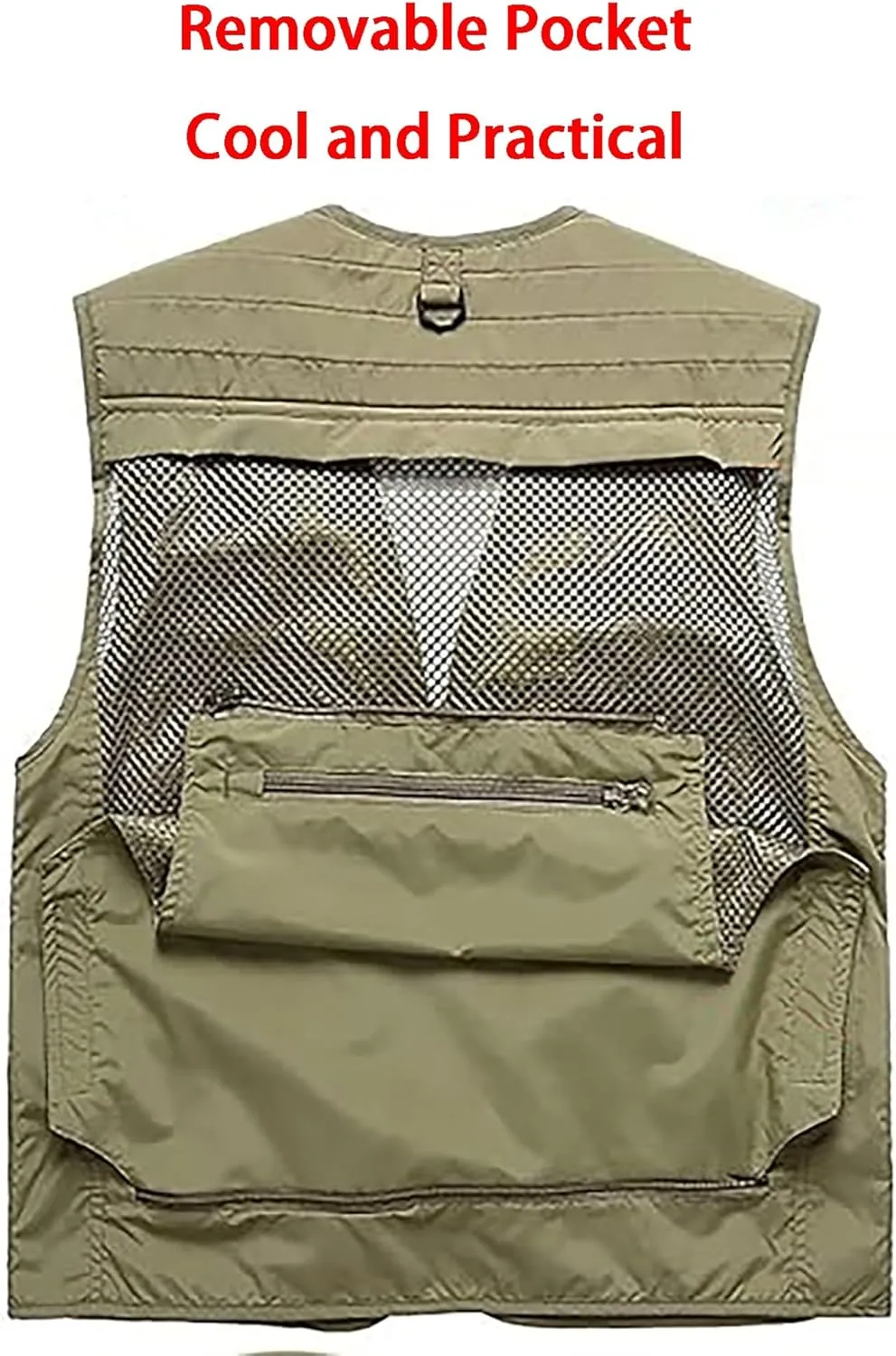 Saukiee Mens Vest Lightweight Vest Men Fishing Travel Work Pesca Safari Combat Hunting Cargo Vest Jacket with Pockets M