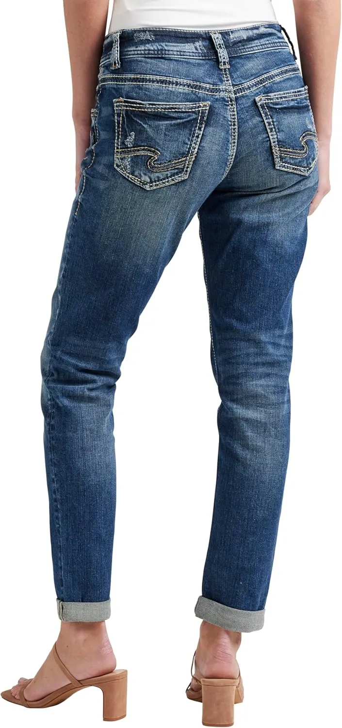 Silver Jeans Co. Women's Girlfriend Mid Rise Slim Leg Jeans