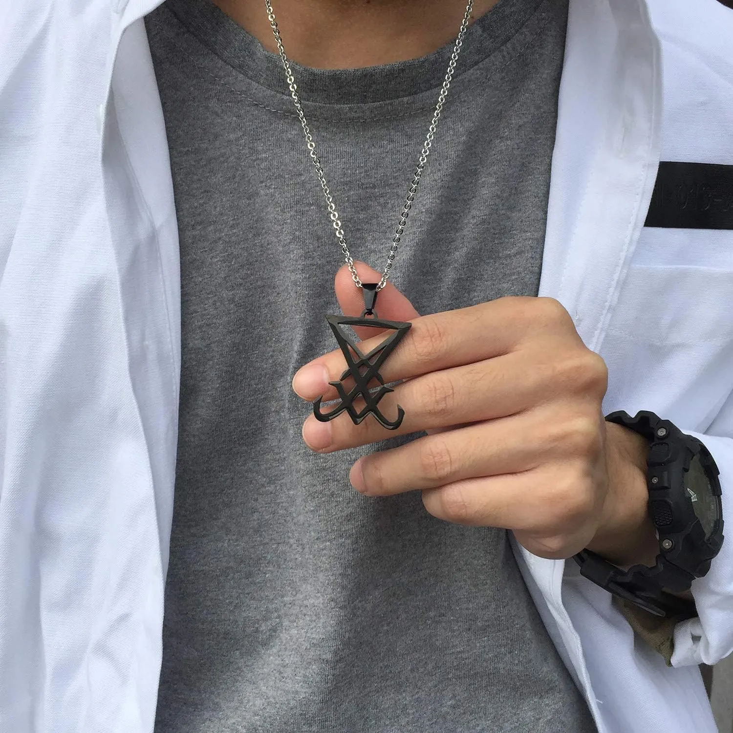 Stainless Steel Church of Satan Necklace for Men