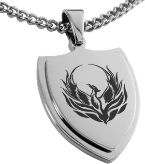 Stainless Steel Greek Mythology Cerberus Shield Pendant Necklace