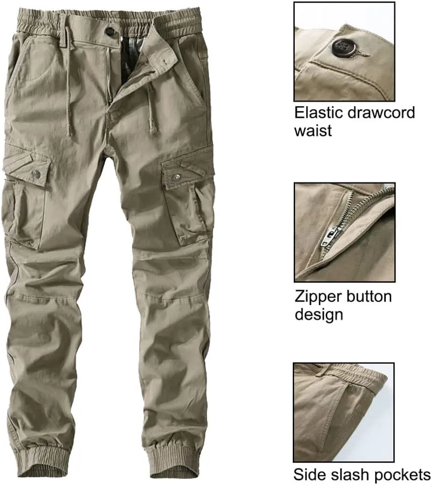 Surenow Mens Cargo Pants Multi Pockets Slim Outdoor Hiking Pants Tactical Pants Lightweight Casual Work Ripstop Pants for Men