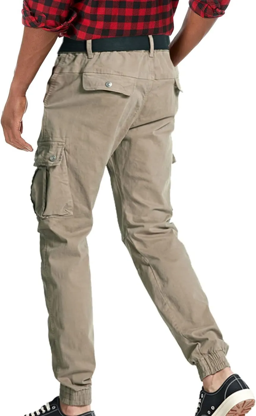 Surenow Mens Cargo Pants Multi Pockets Slim Outdoor Hiking Pants Tactical Pants Lightweight Casual Work Ripstop Pants for Men