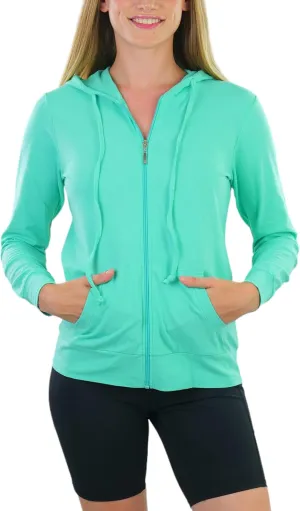 ToBeInStyle Women's Thin Fabric Long Sleeve Kangaroo Pocket Zip Up Hoodie
