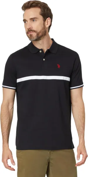 U.S. Polo Assn. Men's Short Sleeve Thin Stripe Colorblock Jersey Knit Polo Shirt