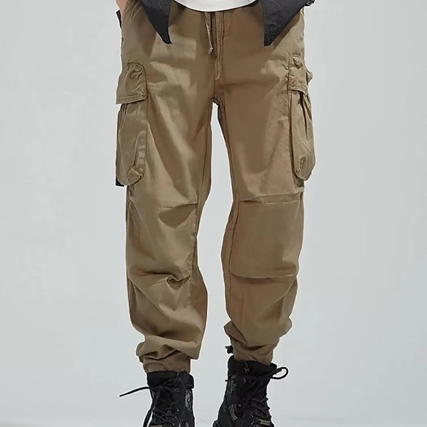 Utility Cargo Pants Men Scrub Work Pants Stretch Waist   Side Zipper Pockets Technicians Royal Blue & Hunter Green