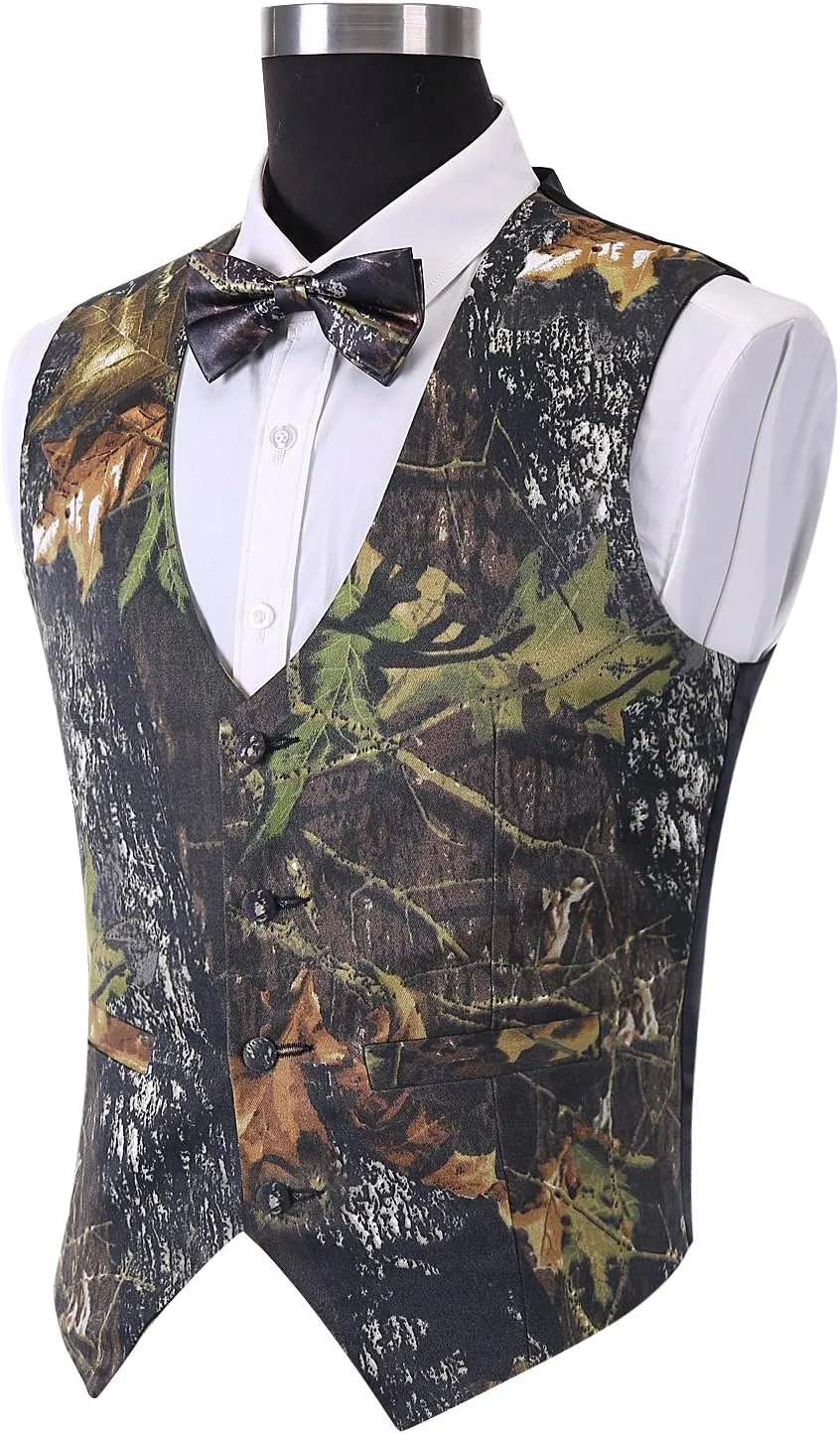 Vest For Men Camo Vest For Wedding Grooms Men's Hunting Sleeveless Camouflage Vest