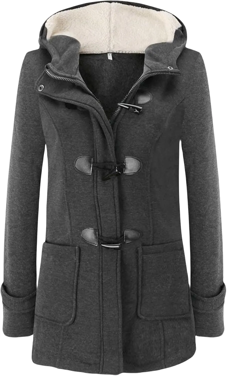 Winter Coats for Women 2024 Fashion Zipper Hooded Jacket Warm Lightweight Fleece Plush Comfy Wool Coats with Pockets