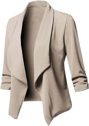 Women Business Blazers 2024 Trendy Casual Cropped Blazer Jacket Petite Open Front Office Cardigan Stylish Womens Coats