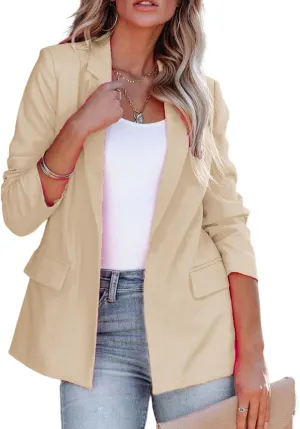 Womens Casual Blazer Long Sleeve Button Down Blazers Lightweight Bussiness Jackets for Women 2024