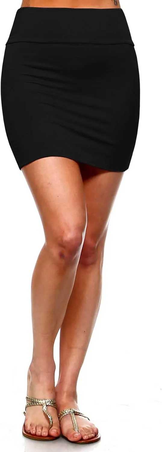 Women's Casual Rayon Stretchy Bodycon Pencil Mini Skirt