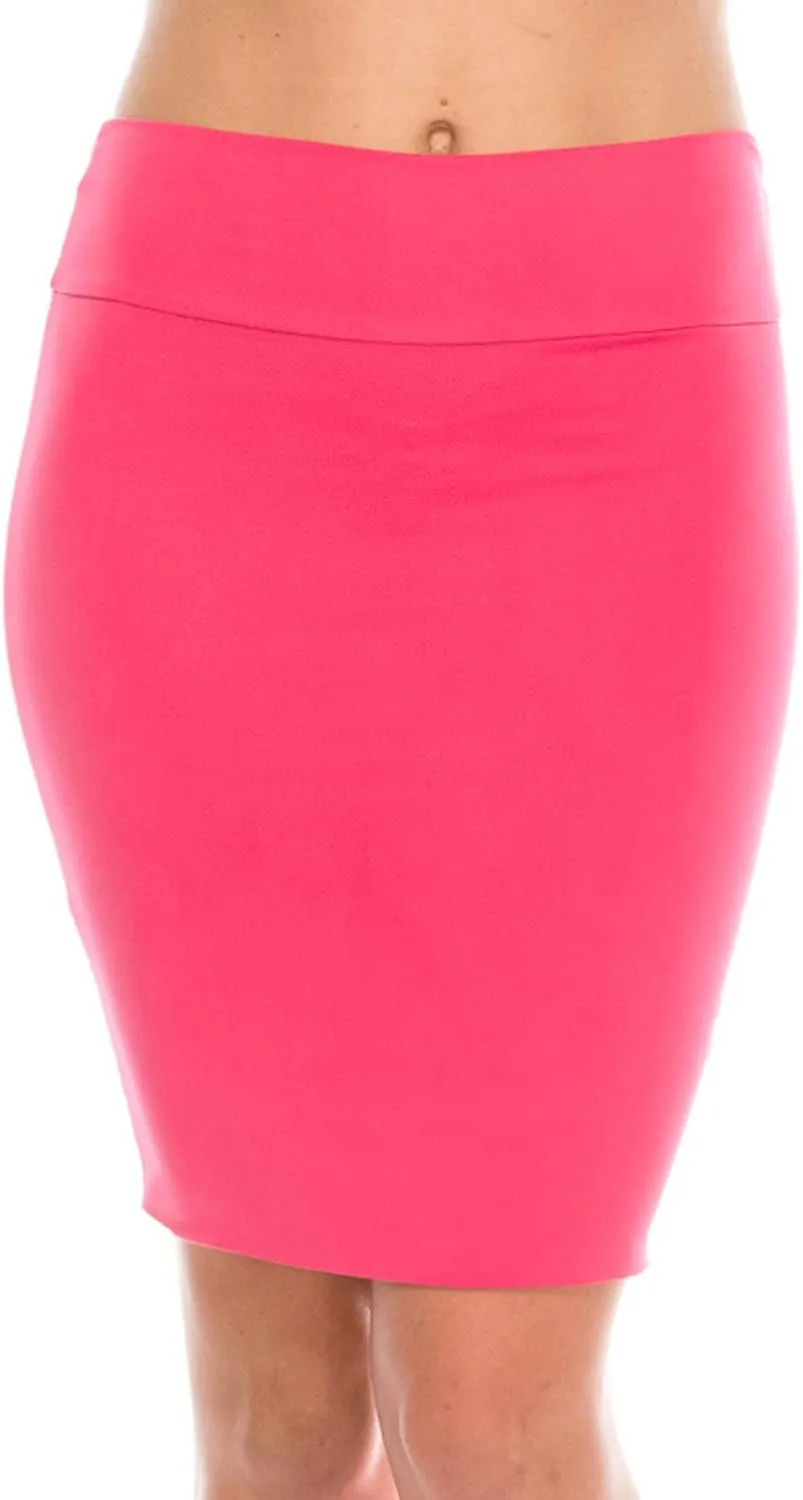 Women's Casual Stretchy Bodycon Pencil Mid-Mini Skirt