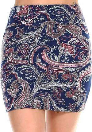 Women's Casual Stretchy Bodycon Pencil Printed Mini Skirt