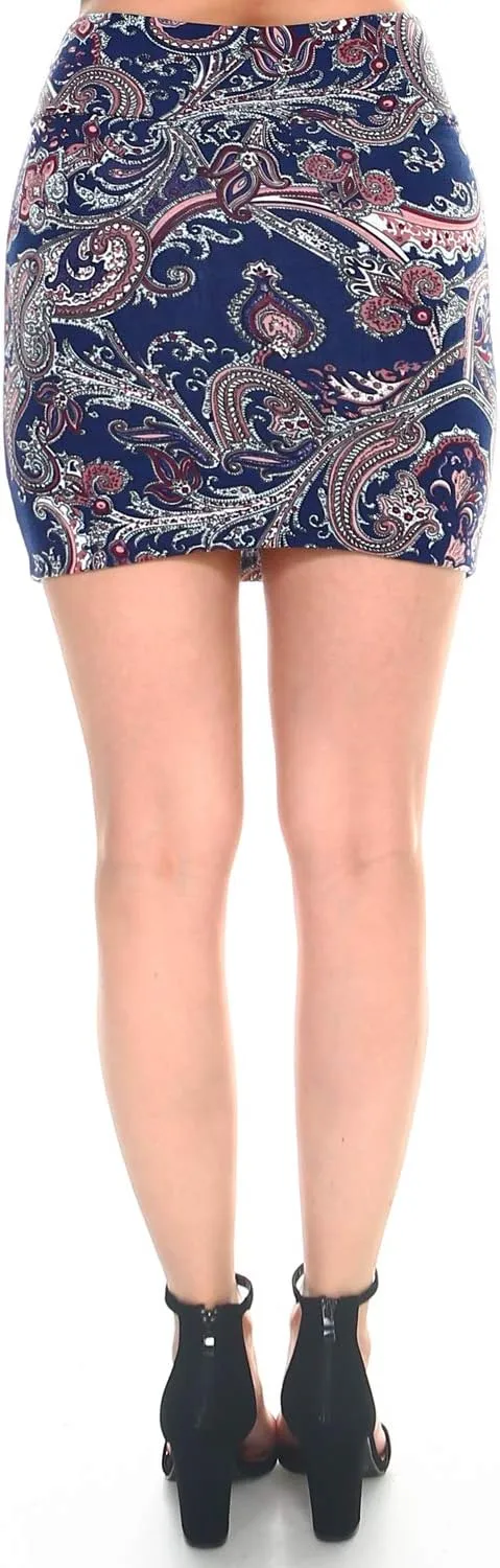 Women's Casual Stretchy Bodycon Pencil Printed Mini Skirt