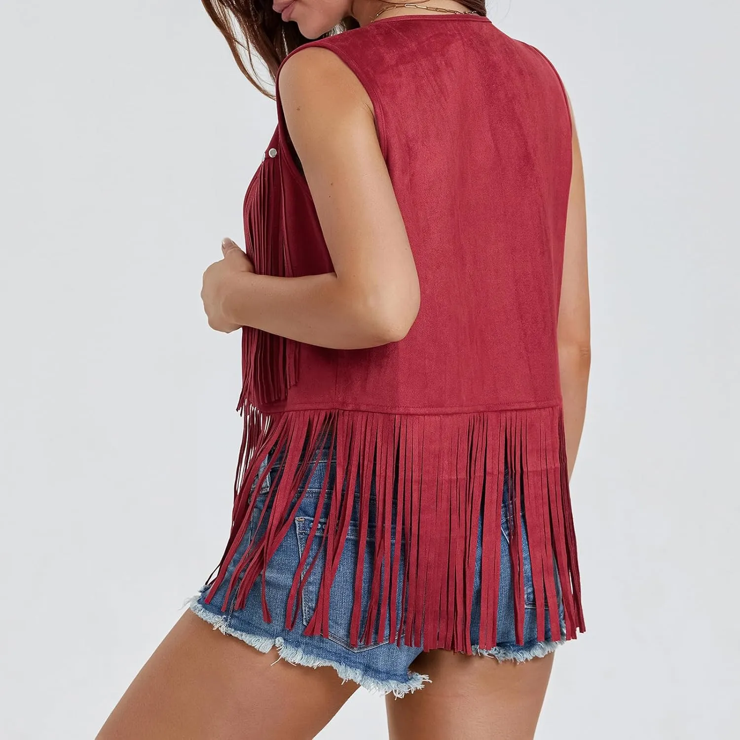 Women's Fringe Vest - Sleeveless Open Front 70s Vintage Hippie Tassel Cardigan