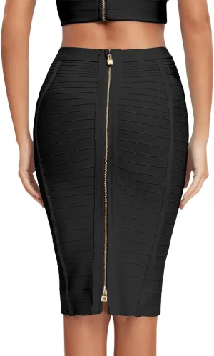 Women's High Waist Elastic Rayon Bandage Pencil Skirt