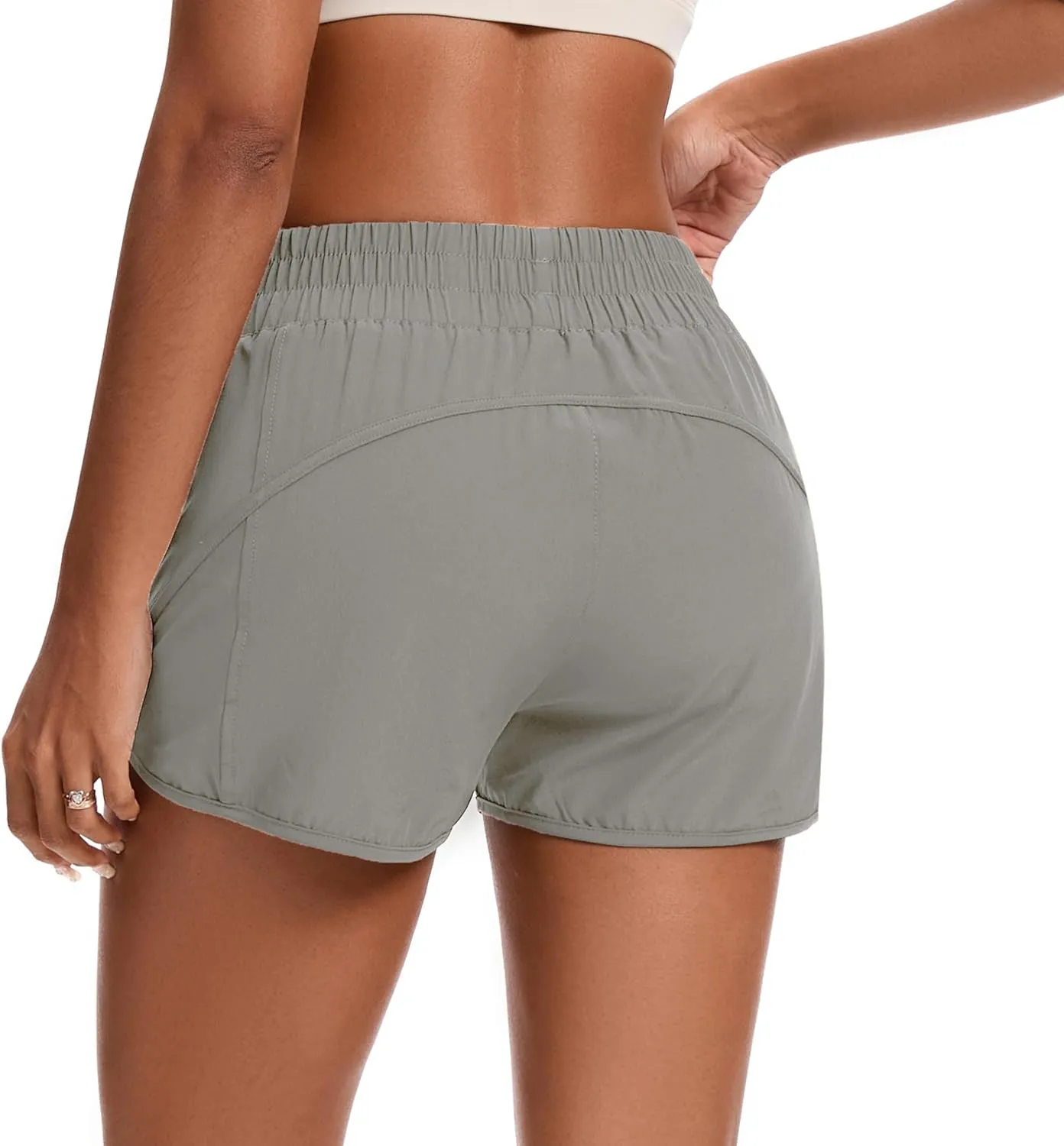 Womens Running Shorts Elastic High Waisted Shorts Quick Dry Athletic Shorts Pants
