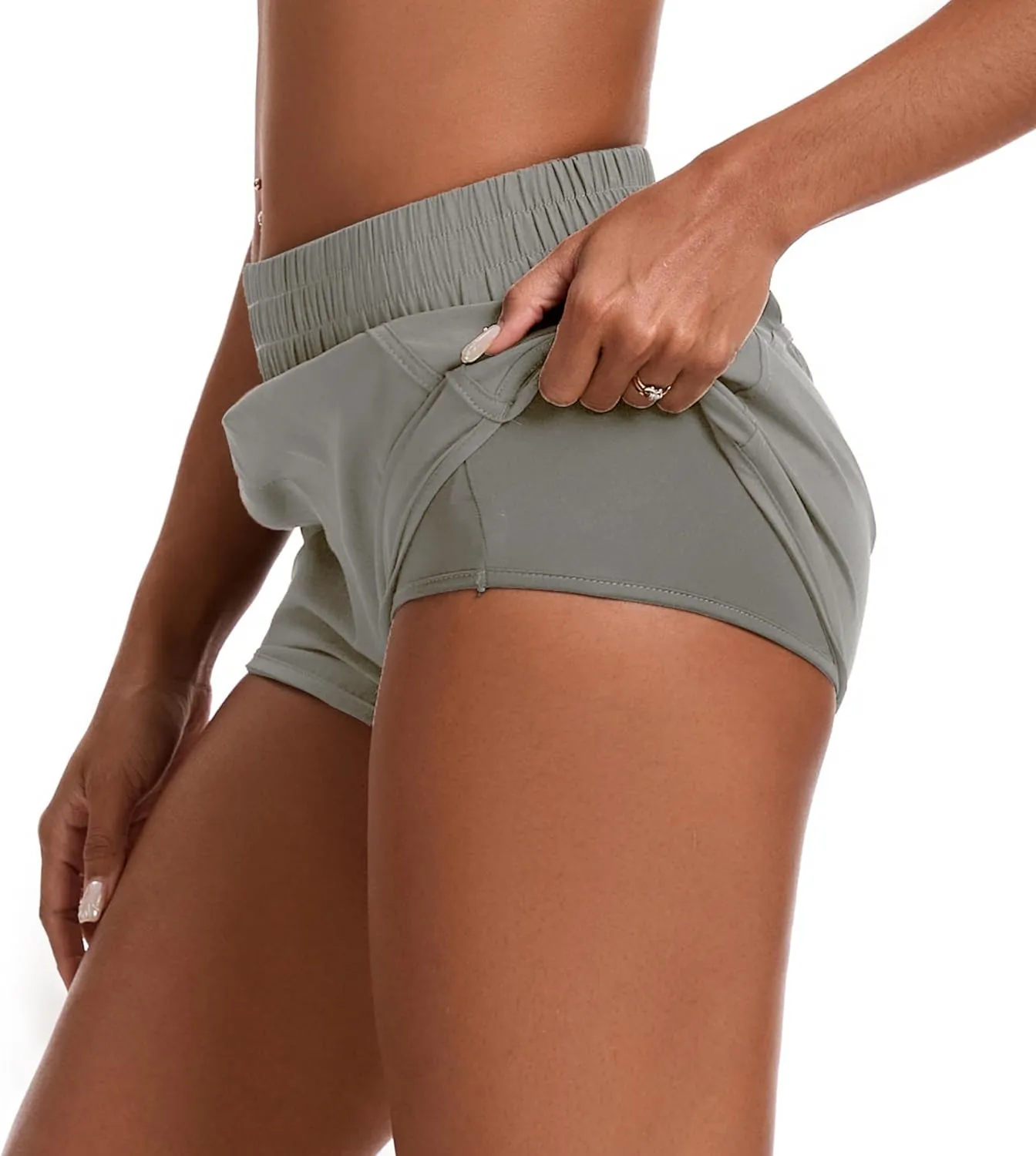Womens Running Shorts Elastic High Waisted Shorts Quick Dry Athletic Shorts Pants
