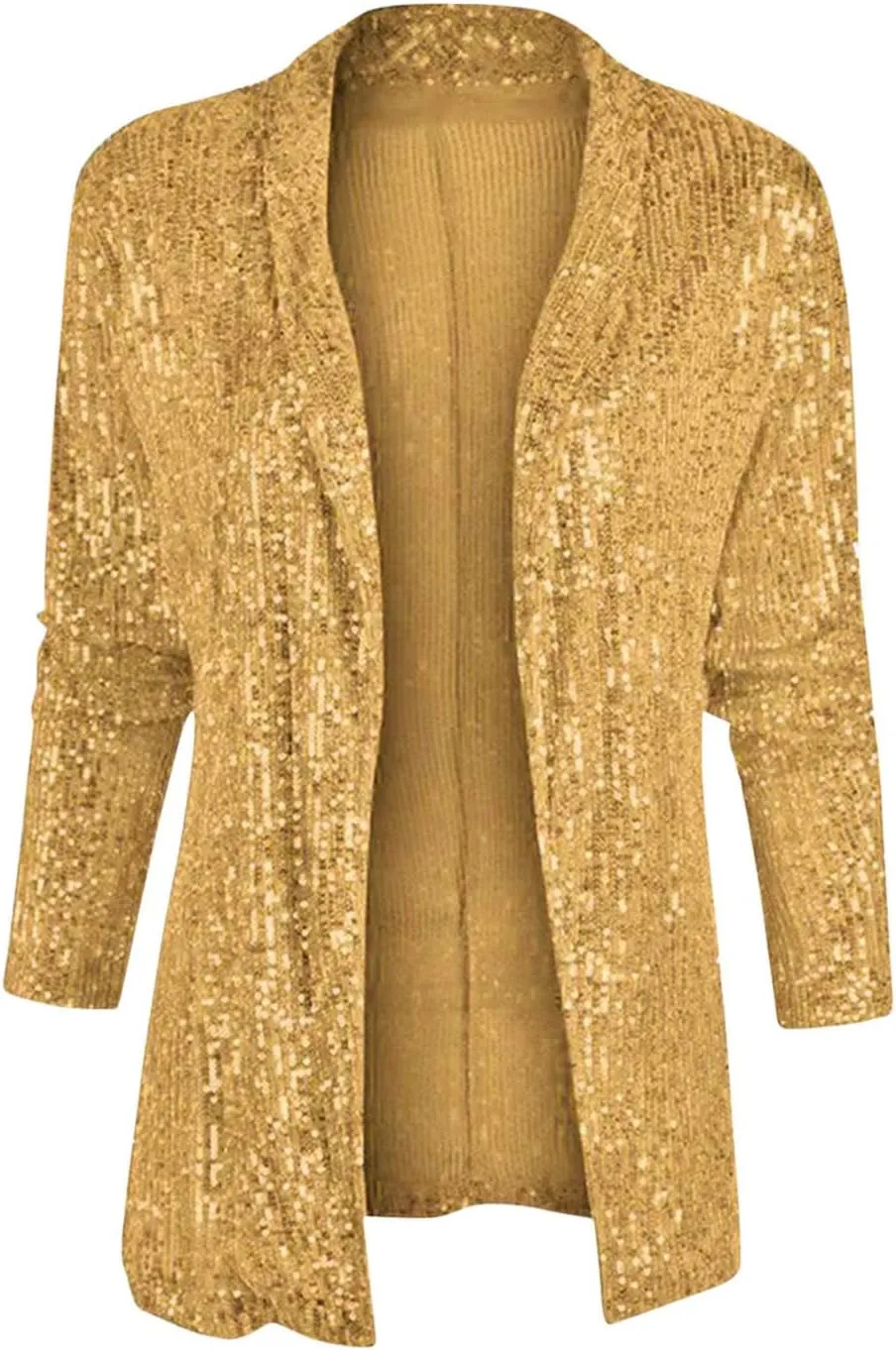 Women's Sequin Jackets Shiny Open Front Blazers Long Sleeve Glitter Sparkly Coats Party Casual Dressy Cardigan