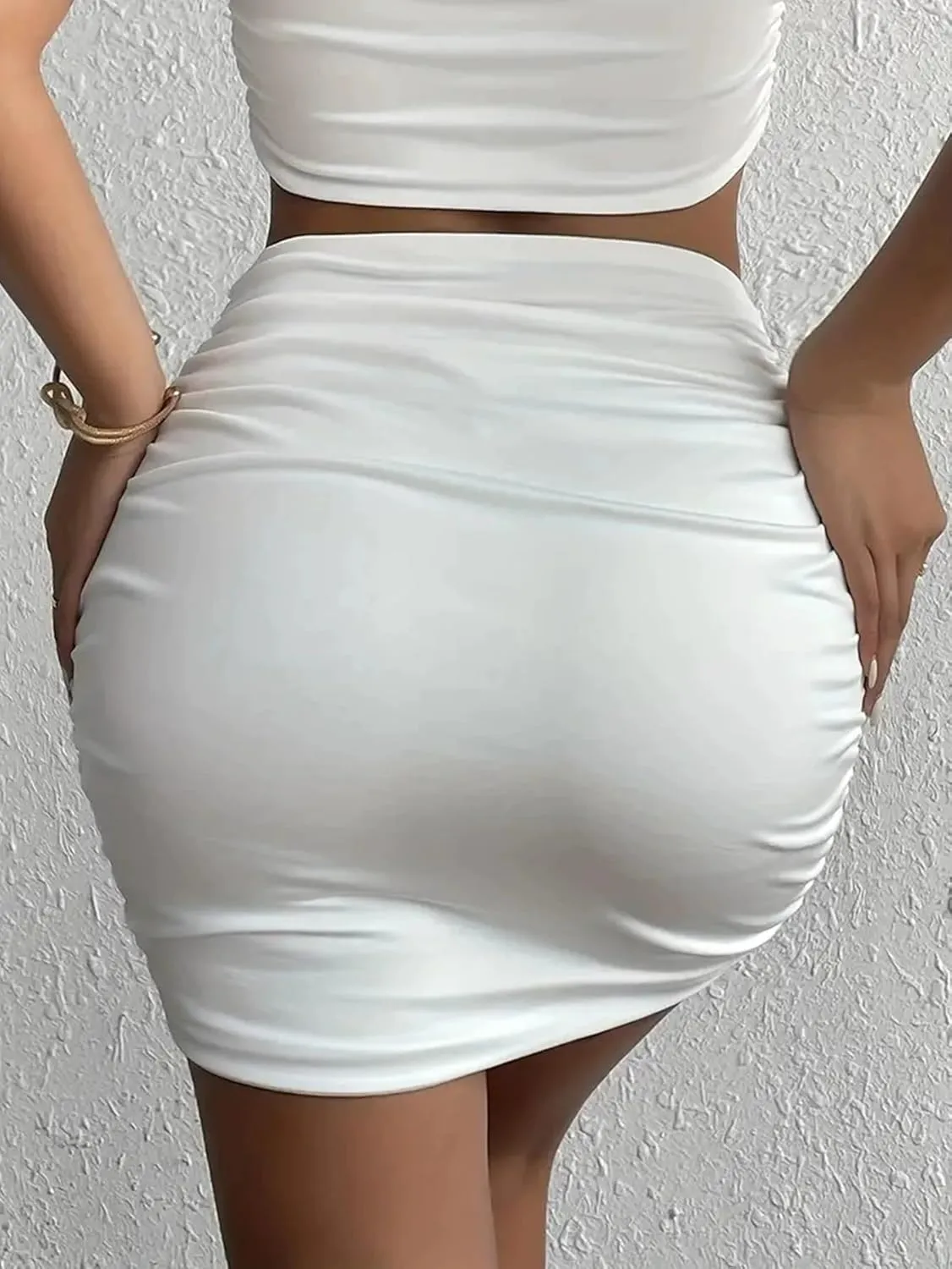 Women's Sexy High Waist Ruched Bodycon Mini Skirt