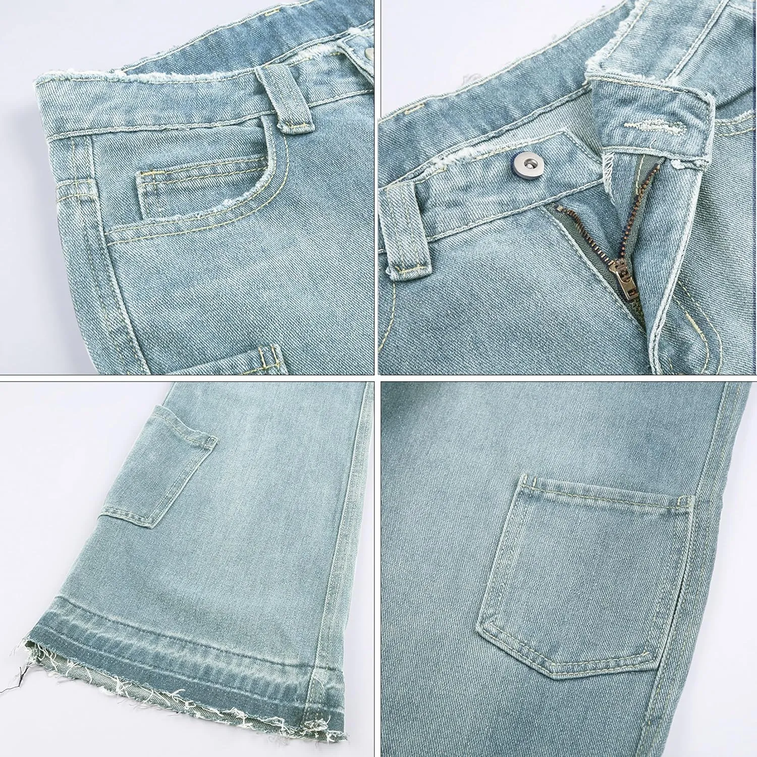Womens Star Print Jeans Y2k Jeans Baggy Denim Pants Vintage Blue Jeans Straight Leg Pants