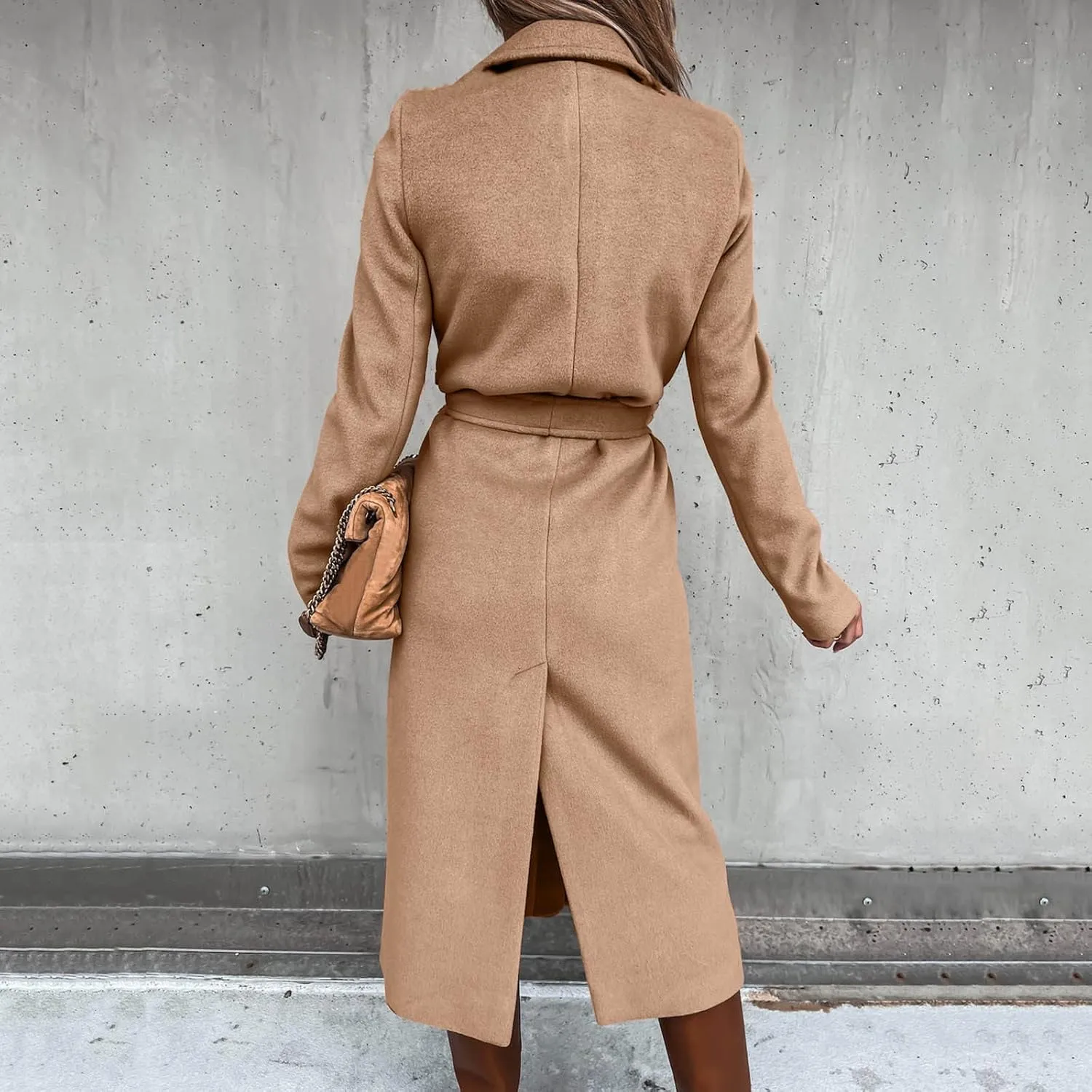 Womens Trench Coat Long Fuzzy Jacket Loose Fitting Warm Winter Outwear Fashion Lapel Jacket Coats Pedcoat Womens