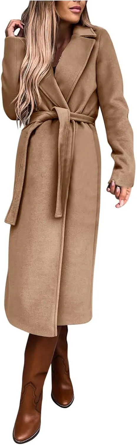 Womens Trench Coat Long Fuzzy Jacket Loose Fitting Warm Winter Outwear Fashion Lapel Jacket Coats Pedcoat Womens