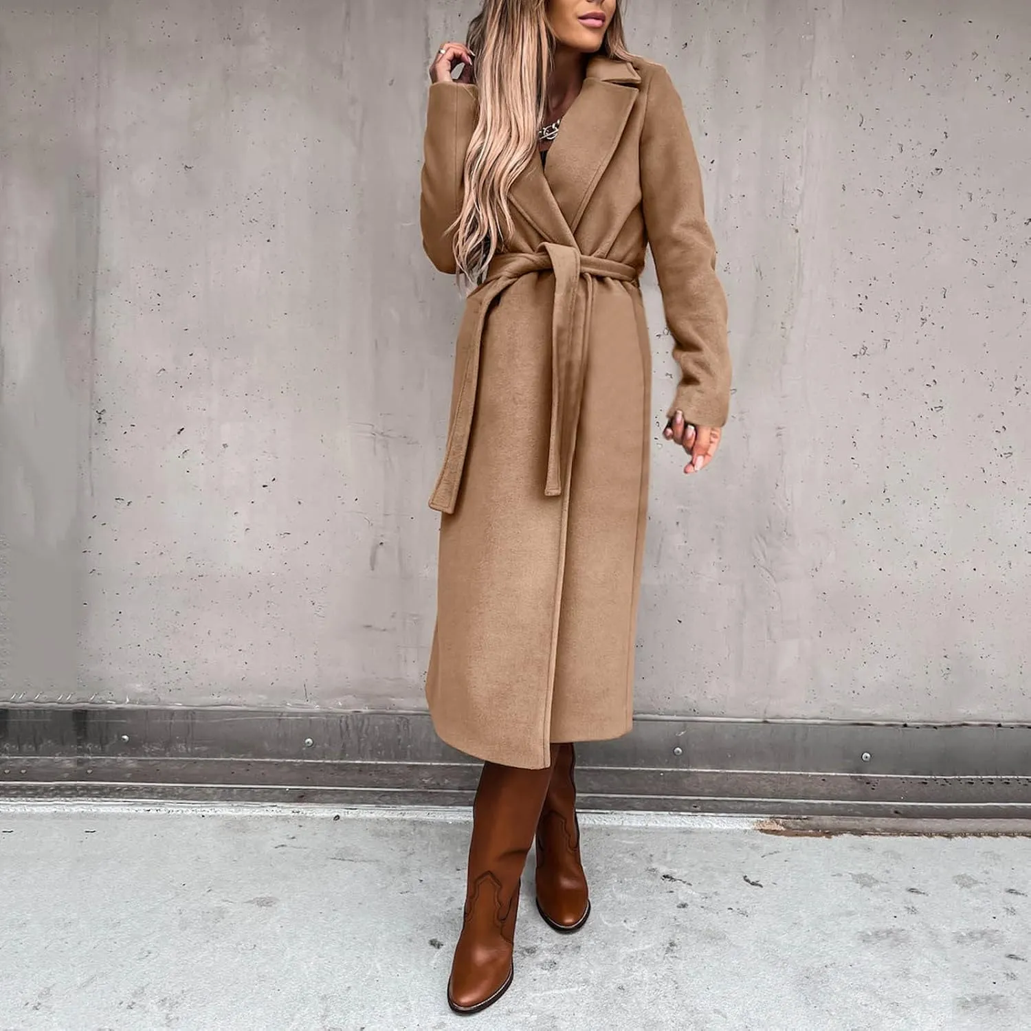 Womens Trench Coat Long Fuzzy Jacket Loose Fitting Warm Winter Outwear Fashion Lapel Jacket Coats Pedcoat Womens