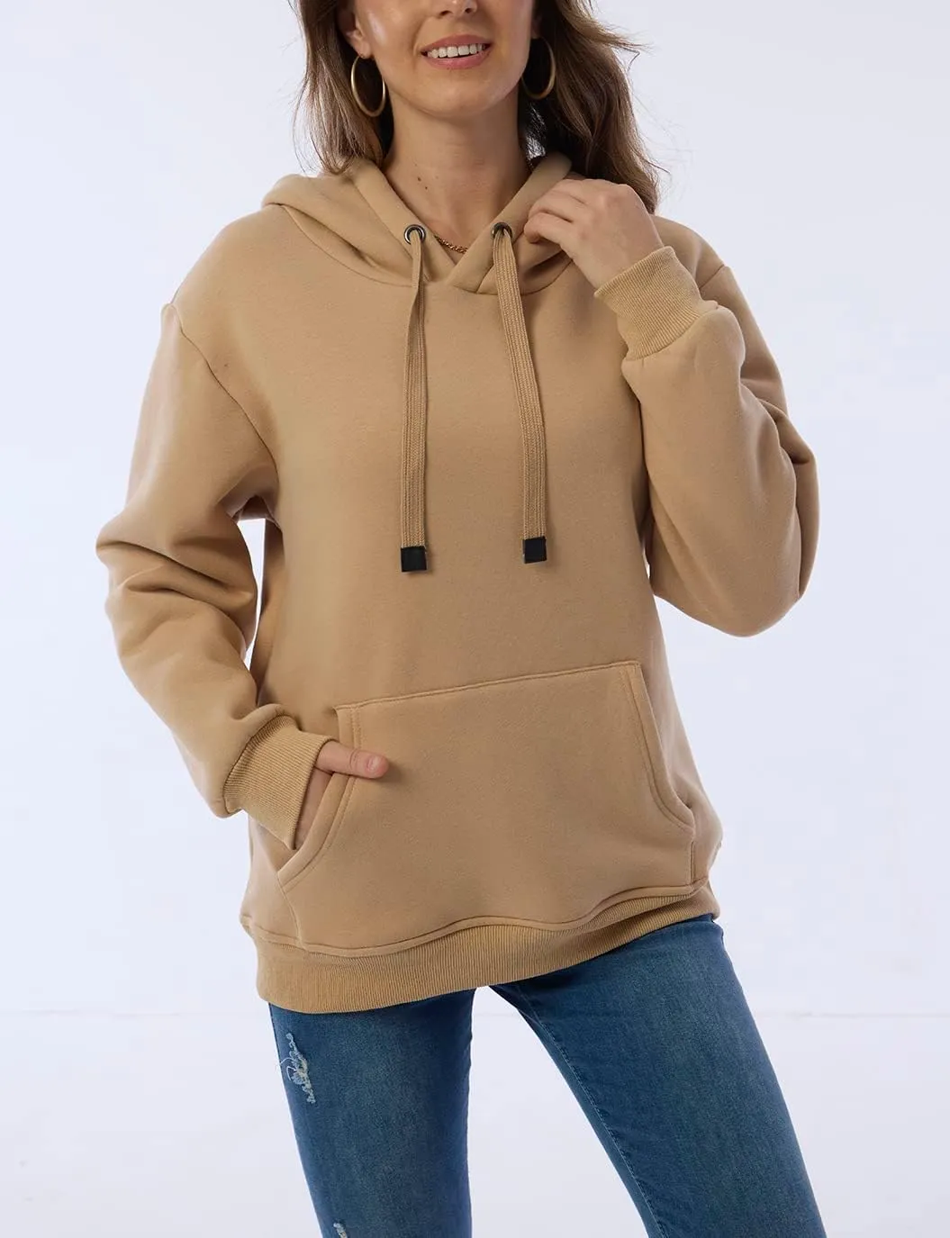 Womens Winter Hoodies Warm Fleece Sherpa Lined Pullover Hooded Sweatshirt