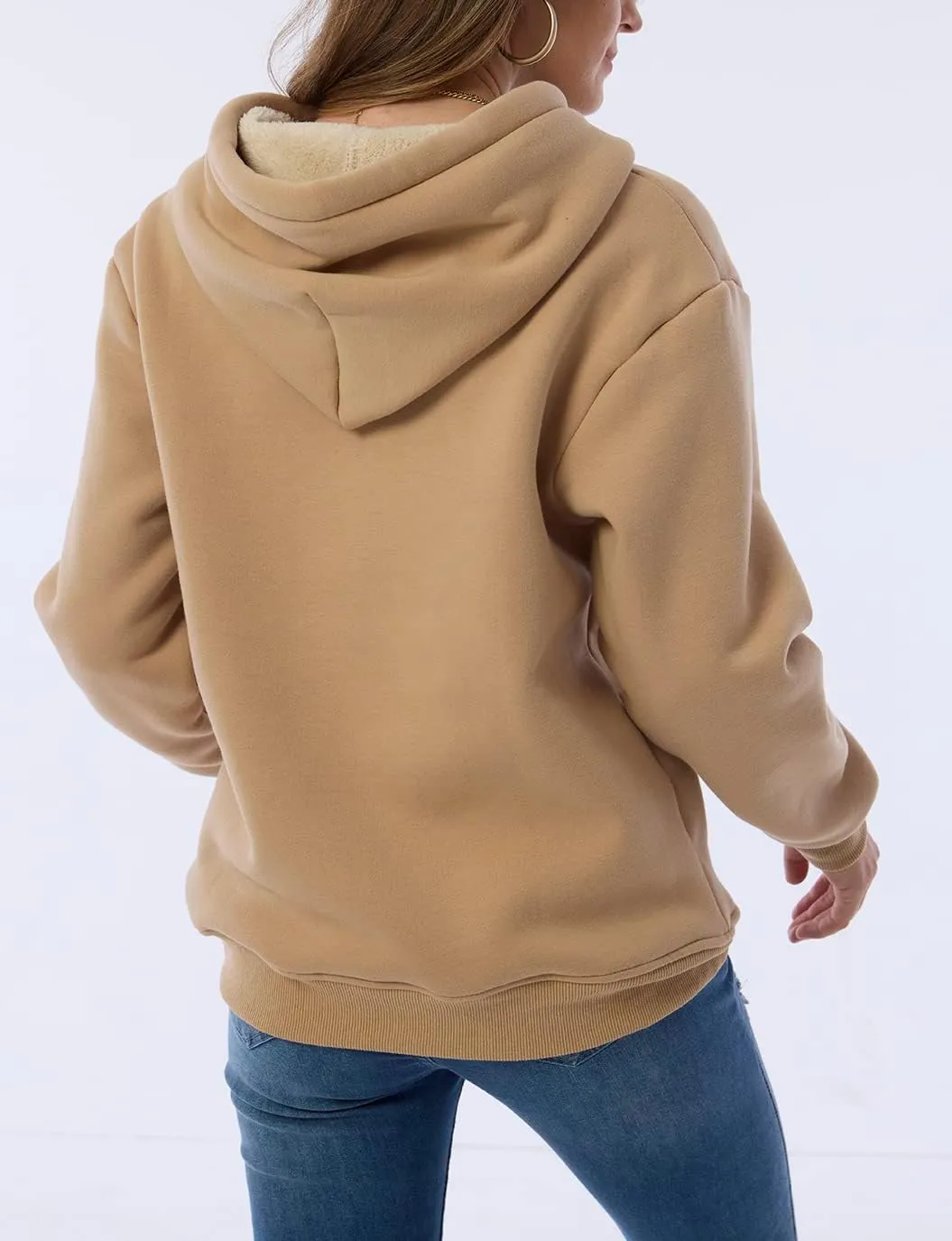 Womens Winter Hoodies Warm Fleece Sherpa Lined Pullover Hooded Sweatshirt