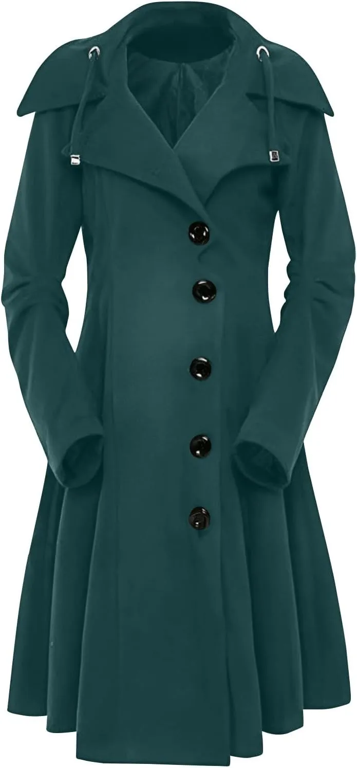 Women's Wool & Pea Coats Breasted Pea Coat for Women 2024 Trench Long Parkas