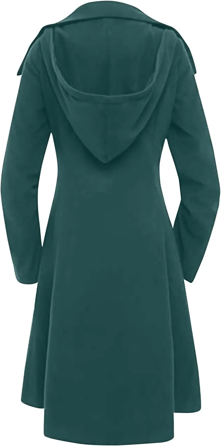 Women's Wool & Pea Coats Breasted Pea Coat for Women 2024 Trench Long Parkas